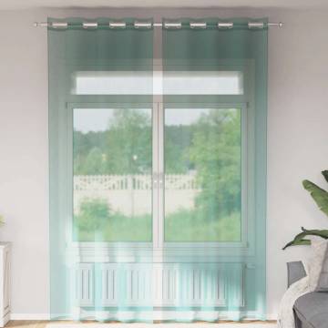 Turquoise Voile Curtains with Grommets - 2 Pcs Set