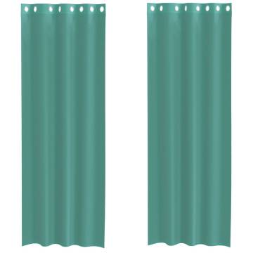 Turquoise Voile Curtains with Grommets - 2 Pcs Set