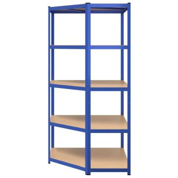 5-Layer Corner Shelf - Blue Steel & Engineered Wood | HipoMarket