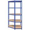 5-Layer Corner Shelf - Blue Steel & Engineered Wood | HipoMarket