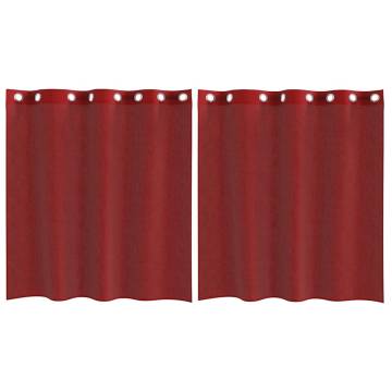 Wine Red Voile Curtains with Grommets - 2 pcs | HipoMarket