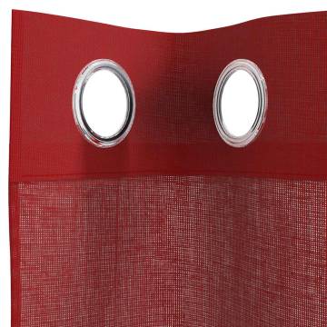 Wine Red Voile Curtains with Grommets - 2 pcs | HipoMarket