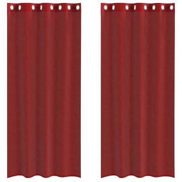 Buy Wine Red Voile Curtains with Grommets - 2 pcs