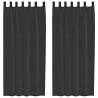 Voile Curtains with Rod Pockets - 2 pcs Black | HipoMarket