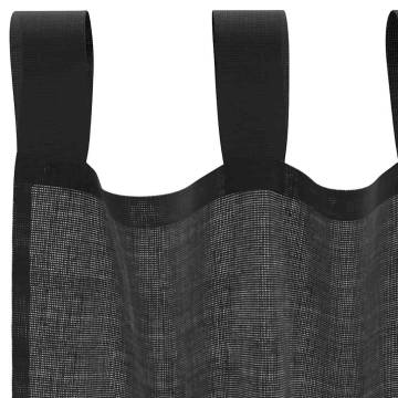 Voile Curtains with Rod Pockets - 2 pcs Black | HipoMarket