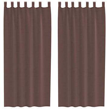 Voile Curtains with Rod Pockets - Brown, 2 pcs | HipoMarket