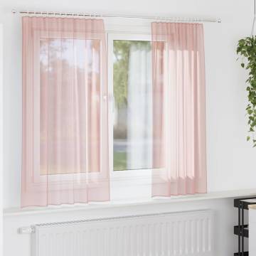 Voile Curtains with Loops - Pink 140x175 cm | Hipomarket UK