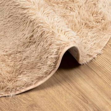 Shaggy Rug High Pile Beige 120x120 cm - Stylish Comfort