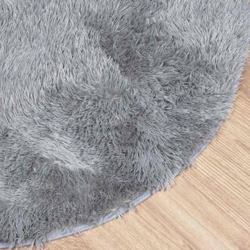 Shaggy Rug High Pile Silver Grey 120x120 cm - Hipo Market