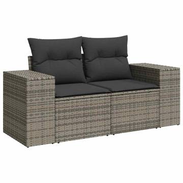 10 Piece Grey Garden Sofa Set with Cushions – Durable & Stylish