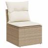 5 Piece Garden Sofa Set - Beige Poly Rattan with Cushions