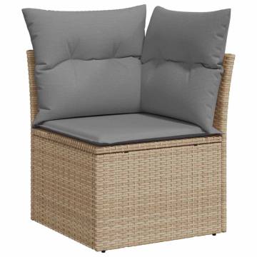 8 Piece Beige Garden Sofa Set with Cushions - Poly Rattan