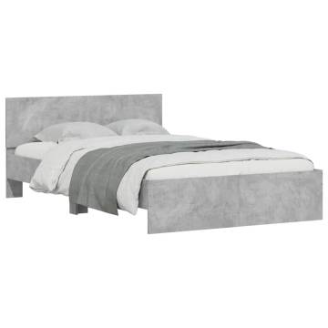 Stylish Bed Frame with LED Headboard - Concrete Grey 120x200 cm