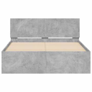 Stylish Bed Frame with LED Headboard - Concrete Grey 120x200 cm