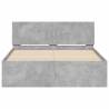 Stylish Bed Frame with LED Headboard - Concrete Grey 120x200 cm