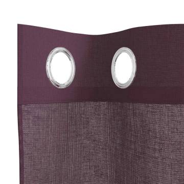 Voile Curtains with Grommets 140x140 cm - Purple (2 pcs)