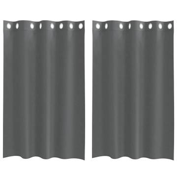 Dark Grey Voile Curtains with Grommets - 140x175 cm (2 pcs)