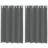 Dark Grey Voile Curtains with Grommets - 140x175 cm (2 pcs)