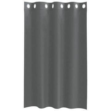 Dark Grey Voile Curtains with Grommets - 140x175 cm (2 pcs)