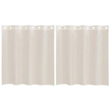 Voile Curtains with Grommets - Cream 140x140 cm (2 pcs)