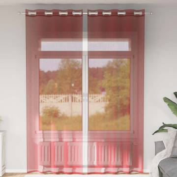 Voile Curtains with Grommets - 2 pcs Wine Red | Hipo Market