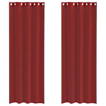 Voile Curtains with Grommets - 2 pcs Wine Red | Hipo Market