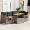  7 Piece Garden Sofa Set with Cushions Grey Poly Rattan Acacia Colour grey Model with storage Number of 1 