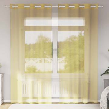 Yellow Voile Curtains with Grommets - 2 pcs for Your Home