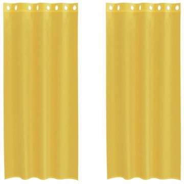 Yellow Voile Curtains with Grommets - 2 pcs for Your Home