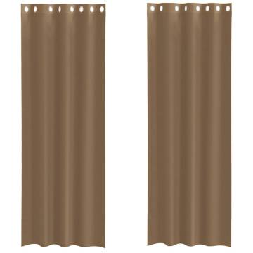 Voile Curtains with Grommets - Light Brown | HipoMarket