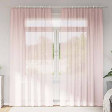 Light Pink Voile Curtains with Loops - 140x245 cm (2 pcs)