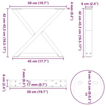 Coffee Table Legs 2 pcs Black - Durable Steel Design