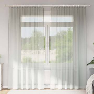 Light Grey Voile Curtains with Loops - 140x225 cm (2 pcs)