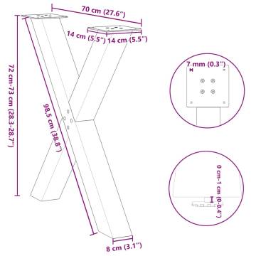 X-Shaped Dining Table Legs (White) - 70x(72-73) cm - 2 pcs