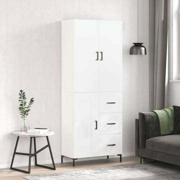 Highboard White 69.5x34x180 cm | Stylish Engineered Wood