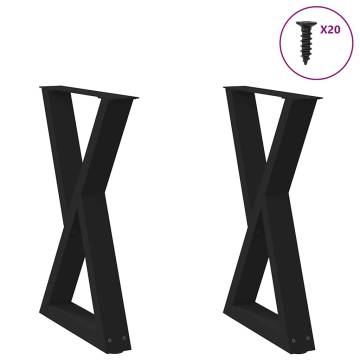 Stylish Black Dining Table Legs - 2 pcs Steel | HipoMarket