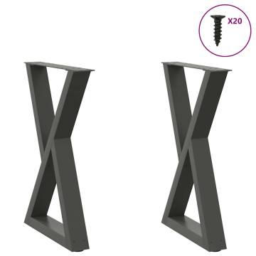 Dining Table Legs - 2 pcs Anthracite Steel | HipoMarket