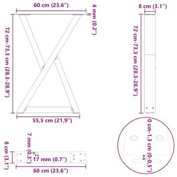 Dining Table Legs - 2 pcs Anthracite Steel | HipoMarket