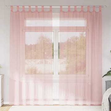 Voile Curtains with Rod Pockets - 2 pcs Pink | HipoMarket