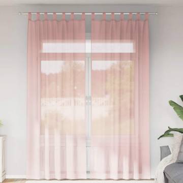 Voile Curtains with Rod Pockets - 2 pcs Pink | Hipomarket