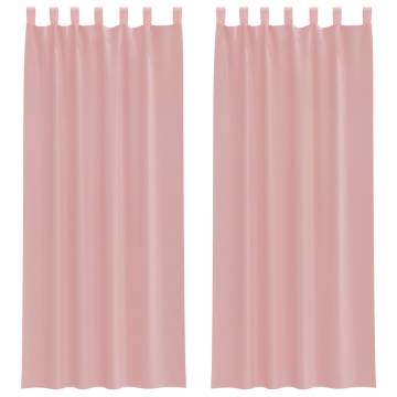 Voile Curtains with Rod Pockets - 2 pcs Pink | Hipomarket