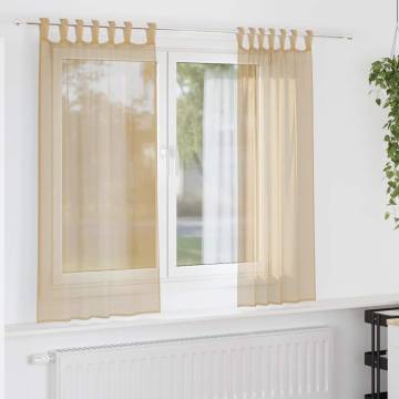 Voile Curtains with Rod Pockets 2 pcs Sand - Hipo Market