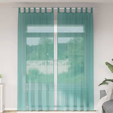 Voile Curtains with Rod Pockets - Turquoise, 2 pcs