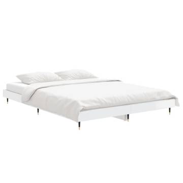 High Gloss White Bed Frame 140x190 cm | Durable & Stylish