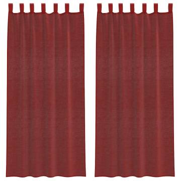 Voile Curtains with Rod Pockets - Wine Red - 2 pcs | HipoMarket