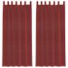 Voile Curtains with Rod Pockets - Wine Red - 2 pcs | HipoMarket