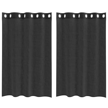 Voile Curtains with Grommets - Black 140x175 cm (2 pcs)