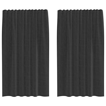 Voile Curtains with Tab Top - 2 Pcs Black | HipoMarket