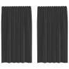 Voile Curtains with Tab Top - 2 Pcs Black | HipoMarket