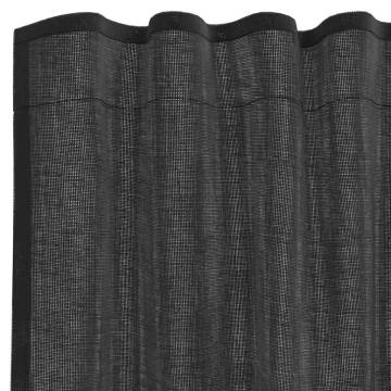 Voile Curtains with Tab Top - 2 Pcs Black | HipoMarket